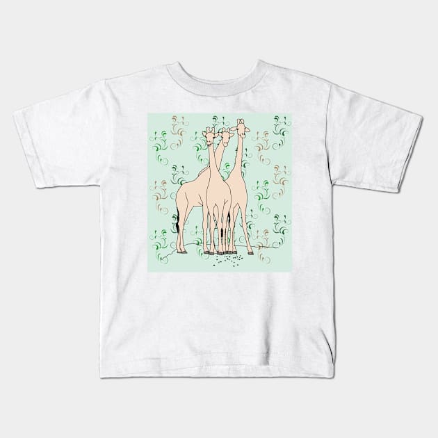 Funny Giraffe Line Art Kids T-Shirt by Alex